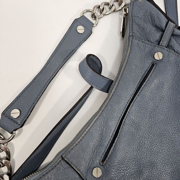 Michael Kors Megan Blue Leather Crossbody Bag with Chain Strap & Tassel Accent - Picture 8 of 12
